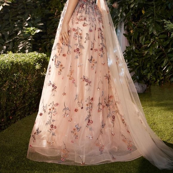 NEW ONE SHOULDER SLEEVELESS A-LINE DRESS EMBROIDERED WITH FLORAL LACE CD A1289 - Picture 9 of 9